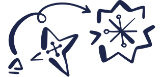 A snowflake with an arrow pointing to it.